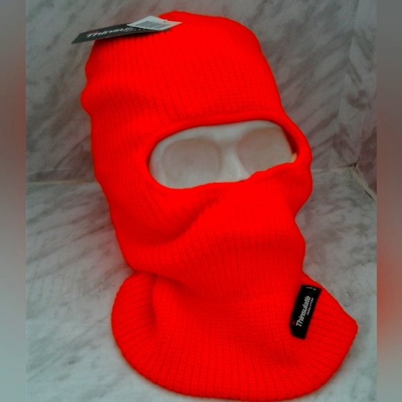 NWT Thermal Thinsulate Balaclava With Eye Hole 3M 40g OSFM Hat Cap Orange beanie - Picture 1 of 3
